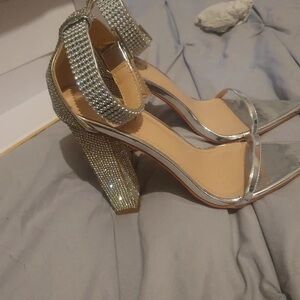 Glamorous Silver Rhinestone Heels